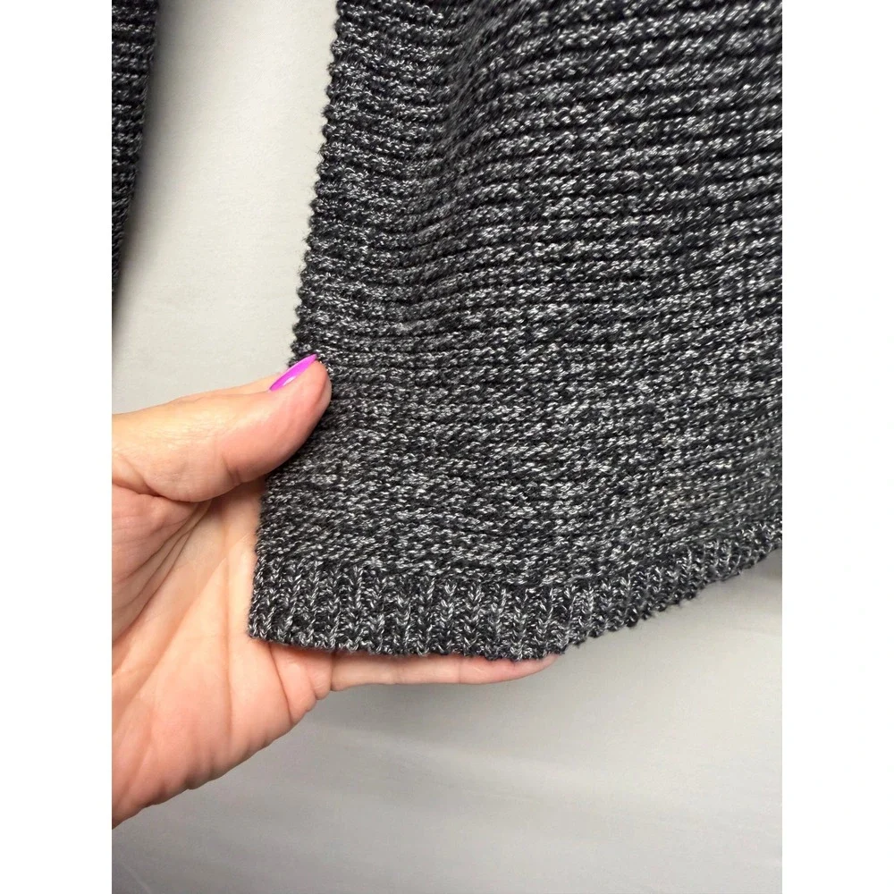 Pure Jill Gray Marled Cotton Blend Textured Knit Crew Neck Sweater Womens Large
